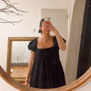 Free People Black Puff Sleeve Dress